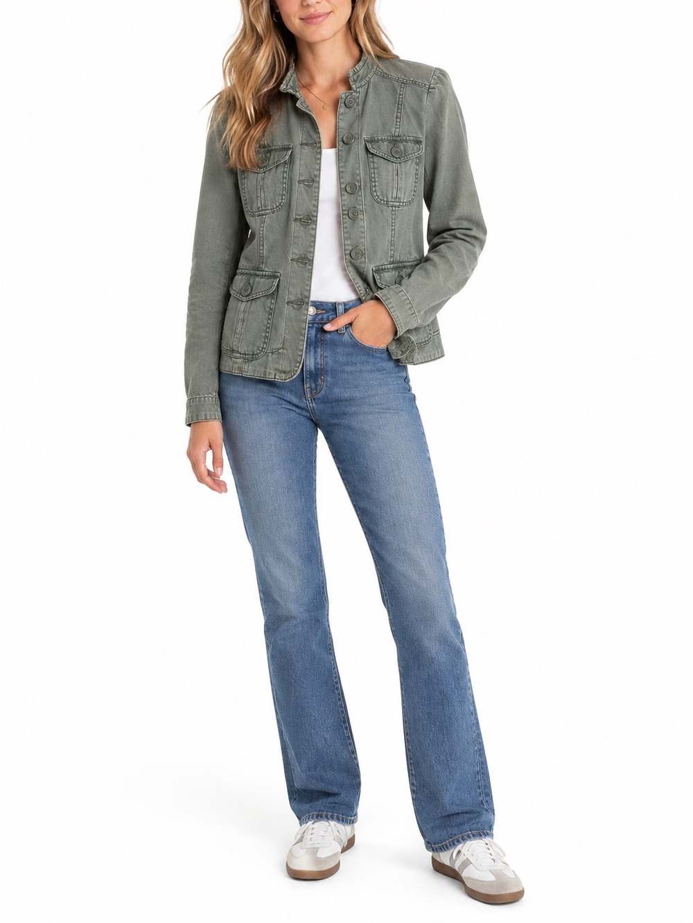 St. John's Bay Petite Size Small Petite Green Vintage Y2K Utility Jacket